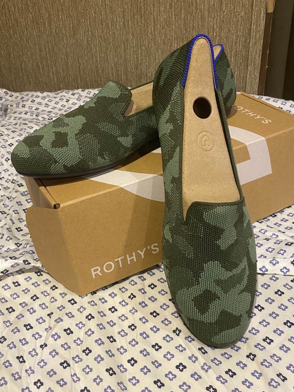Rothy's women's Green Camo Knit The Daily Loafers arch insole NEW 9.5